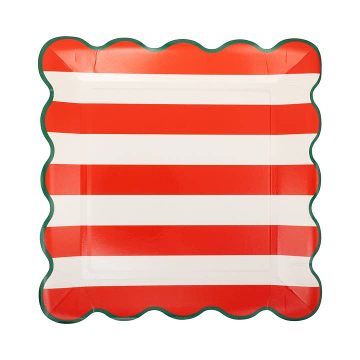 My Mind’s Eye - Wholesale Disposable Plate - PLPL1652 - Red and Green Striped Paper Plate Set4