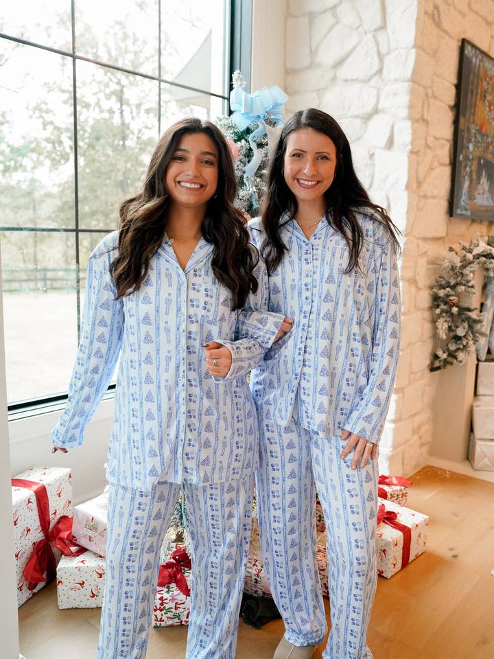 KENZKUSTOMZ - Wholesale Sleepwear Set - Women's - Blue Christmas - Long Pajama Set8