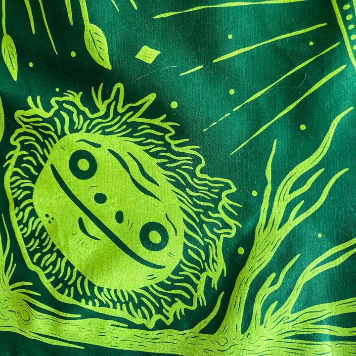 Shapelessflame - Wholesale Bandana - Unisex - Cryptid + Alien Bandana Altar Tarot Cloth Bright Green Scree