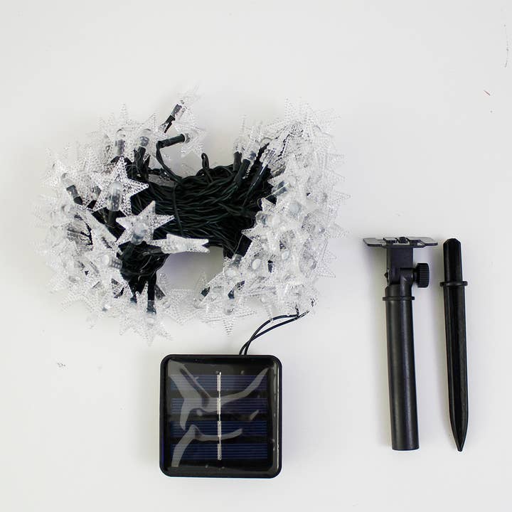 Perfect Holiday - Wholesale String Lights - 100 LED 32ft Solar String Light - Star - Warm White