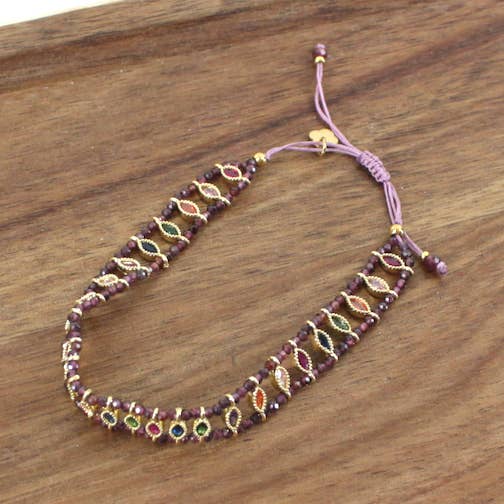 Bracelet enroulé fait main avec perles en cristal/pierre B25264 pour la vente par Pretty Persuasions