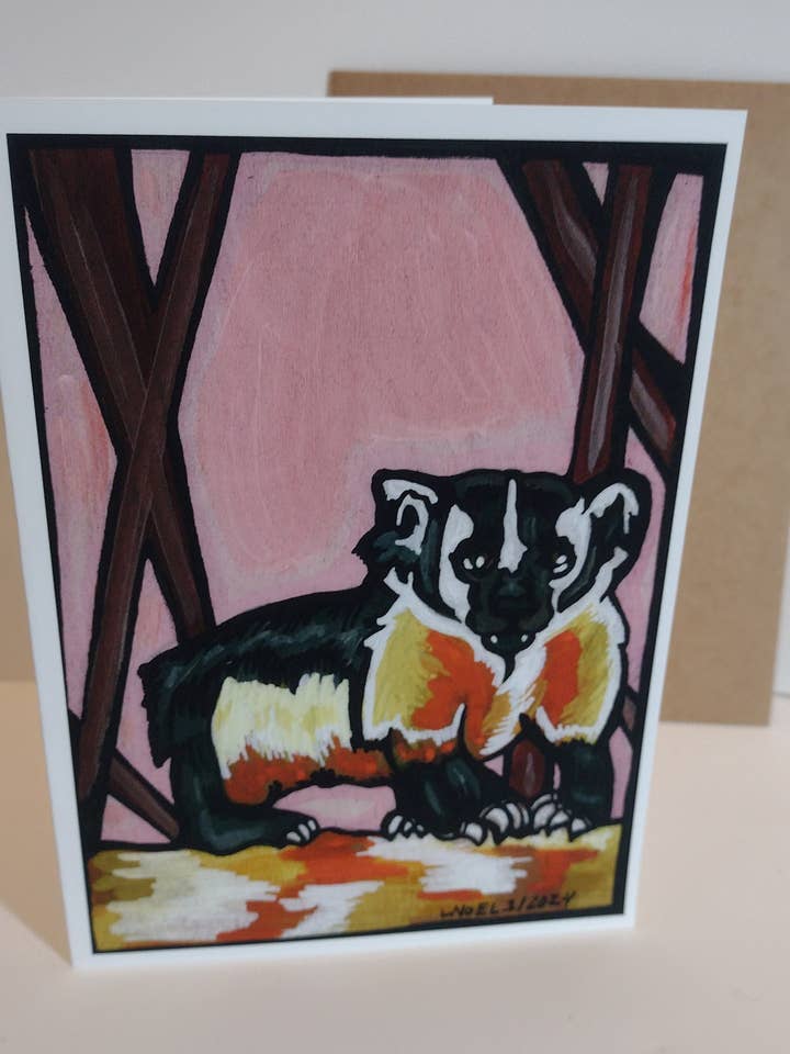 Tomt gratulationskort - Djurserie - Grävling för wholesale av Laura Noel Art and Music