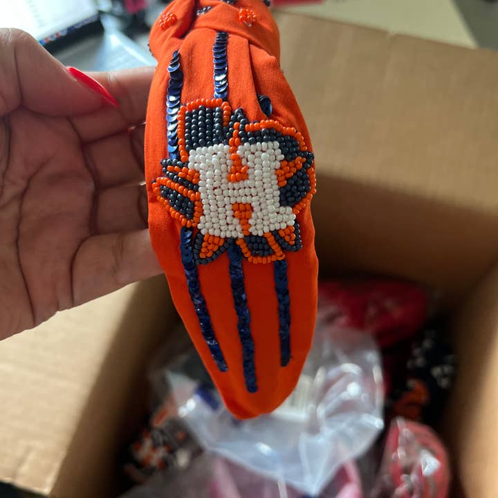 Wishful Heart Boutique, LLC - Wholesale Fashion Headband - Women's - Astros Orange Beaded Headband2