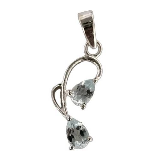 Elegante ciondolo in argento 925 con topazio blu naturale con motivo a foglie. per la vendita all'ingrosso da parte di SILVER CAVE