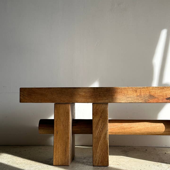 Office Objets - Wholesale Bench - Solid wood bench with openwork base crossed by a cylinder - Mango wood37