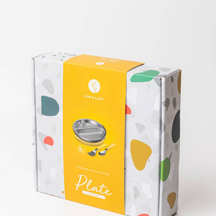 Lion & Lady - Wholesale Feeding Set - Baby - 18/8 Stainless Toddler Plate with silicone suction base, spoon and fork8