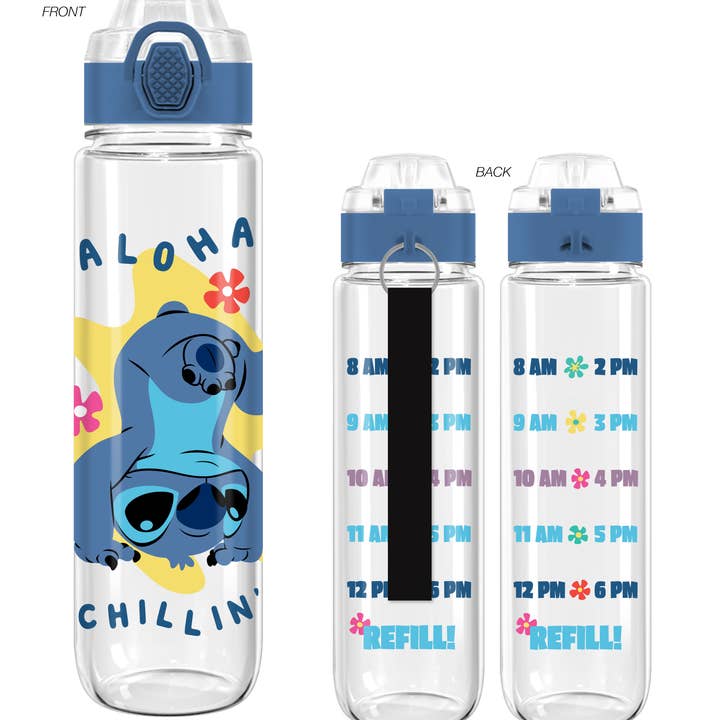 Silver Buffalo - Wholesale Water Bottle - Lilo and Stitch Aloha Chillin 33oz. Plastic Water Bottle0