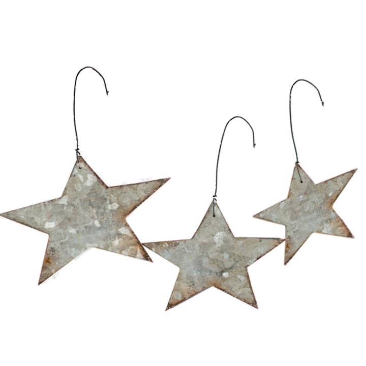 Primitives by Kathy - Wholesale Ornament - Galvanized Stars Ornament Set