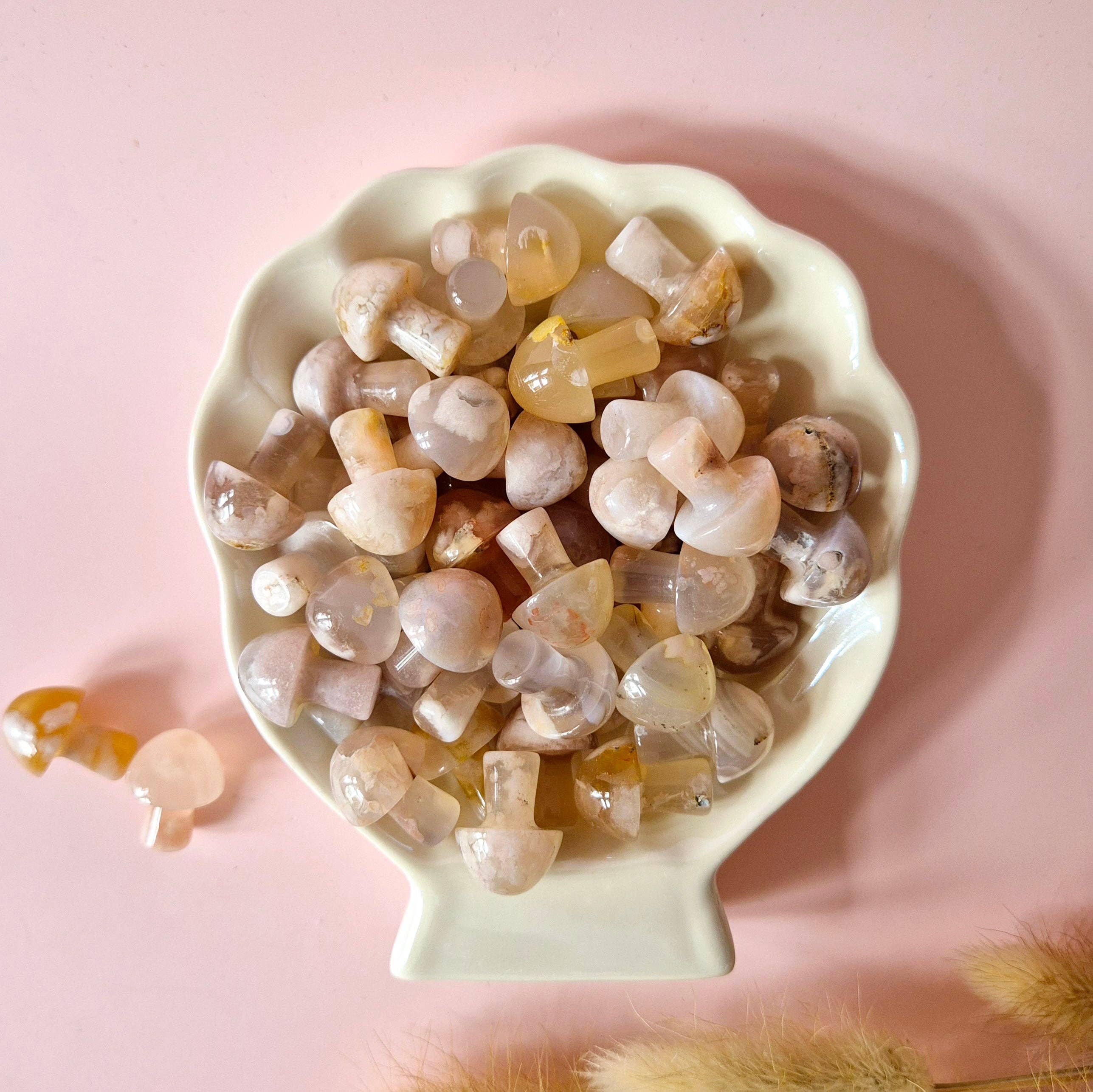 Moonlight Gemstones – wholesale Andlig sten/kristall – Mini kristallsvamp – Körsbärsblomagat (2 cm) från Mushie0