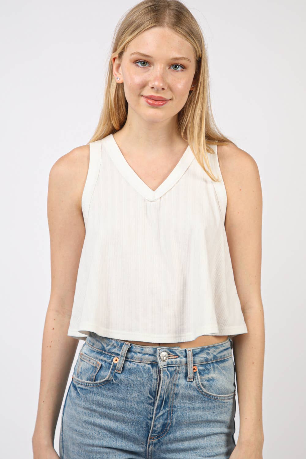 VERY J - Wholesale Knit Top - Women's - NT11632-Sleeveless Soft Knit Swing Crop Top3