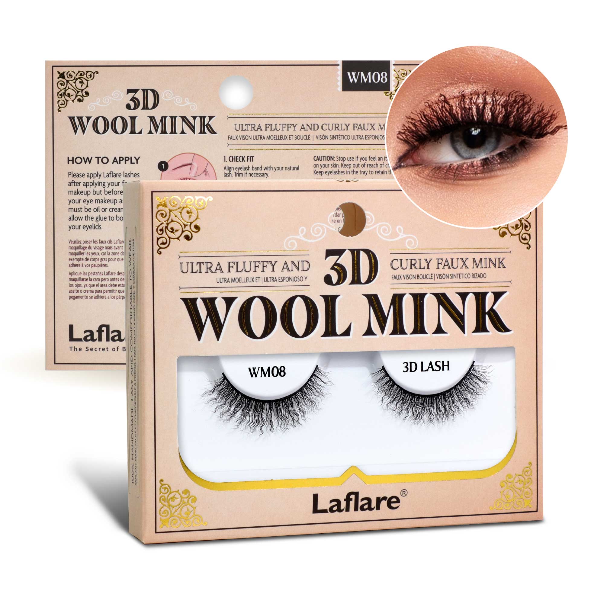 Laflare - Vente Faux cils - Cils 3D en fausse fourrure de vison bouclée en laine11