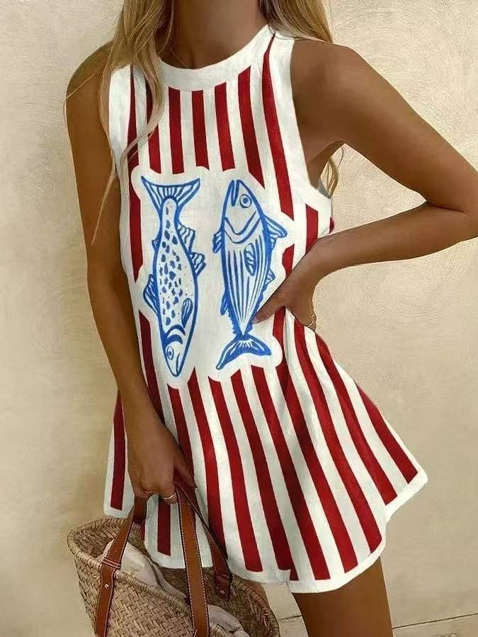 alberalkirk - Wholesale T-Shirt - Women's - Ocean Inspired Sleeveless Longline Casual Shirt N25Z121