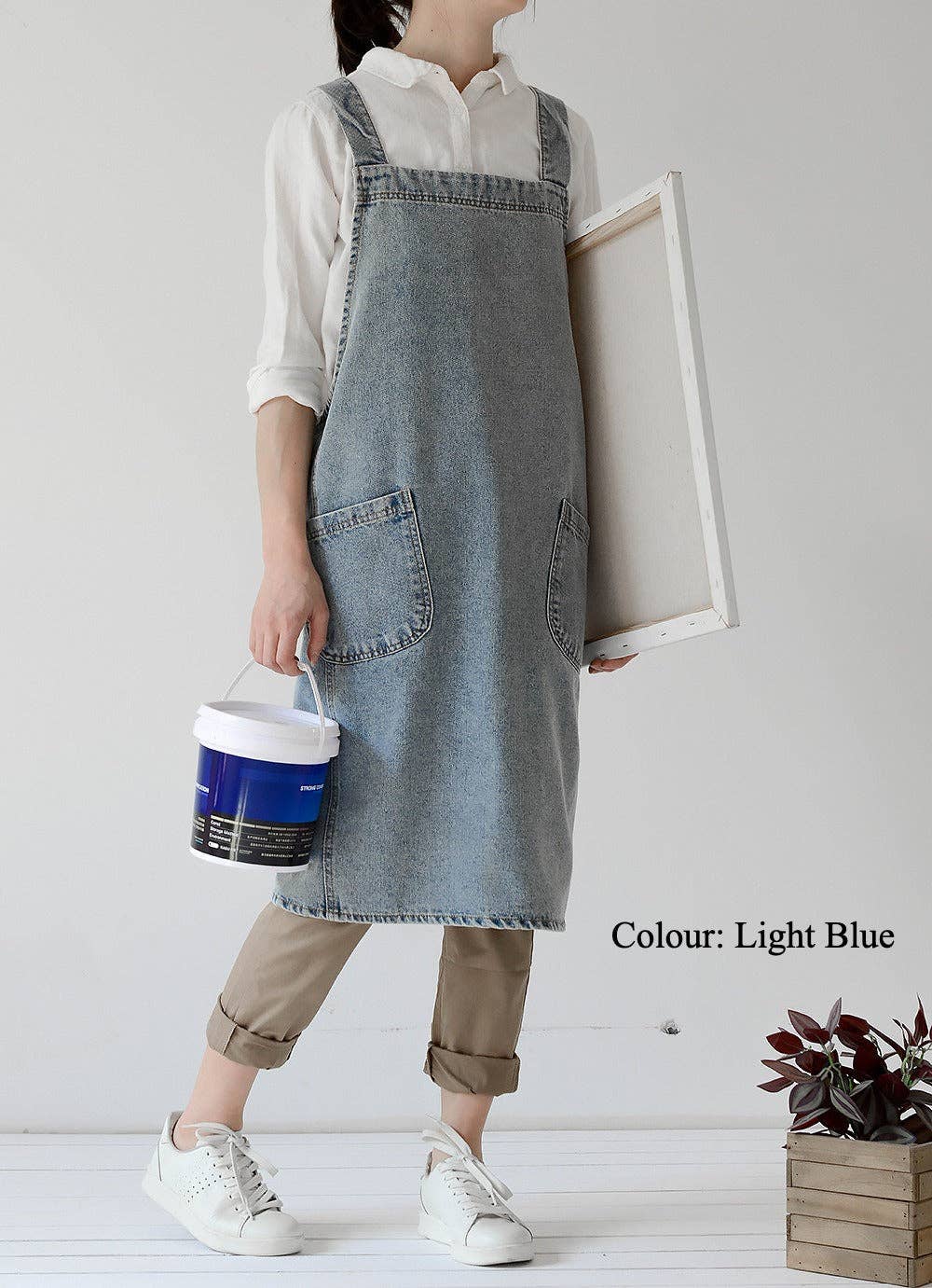 Gohobi （We cover U.S. import duties） - Wholesale Apron - Gohobi Japanese Style Washed Denim Cotton Apron2