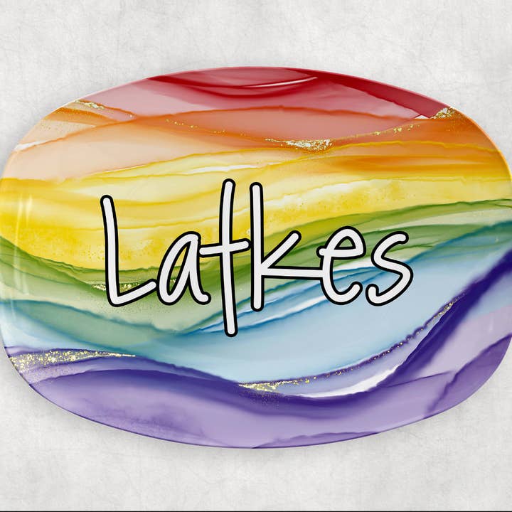 Rainbow Latkes Platter for wholesale by serve it up designs