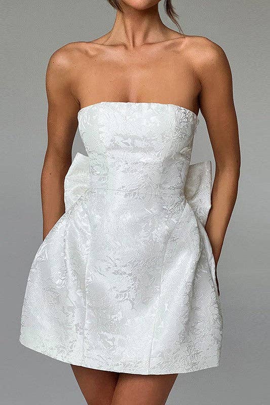 Aria Romance - Wholesale Dress - Women's - Jacquard Strapless Bow Dress0