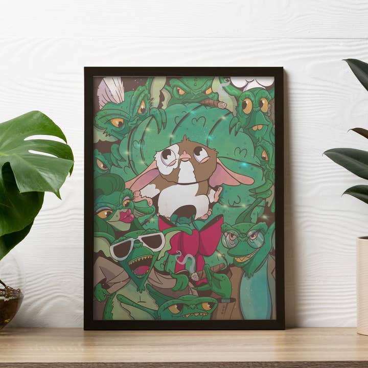 by Sarah Simpson - Wholesale Art Print - Gremlins Holiday Art Print - 80's Nostalgia Gift - Mogwai
