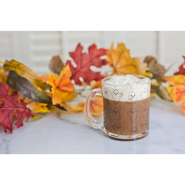 Pearhead - Wholesale Coffee Mug - Ghost Halloween Glass Mug, Fall Decor