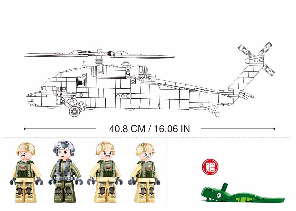 Sluban North America - Vente Kit de construction de jouet – enfant - Hélicoptère Militaire US Black Hawk UH-60 692 Pièces - M38-B10122