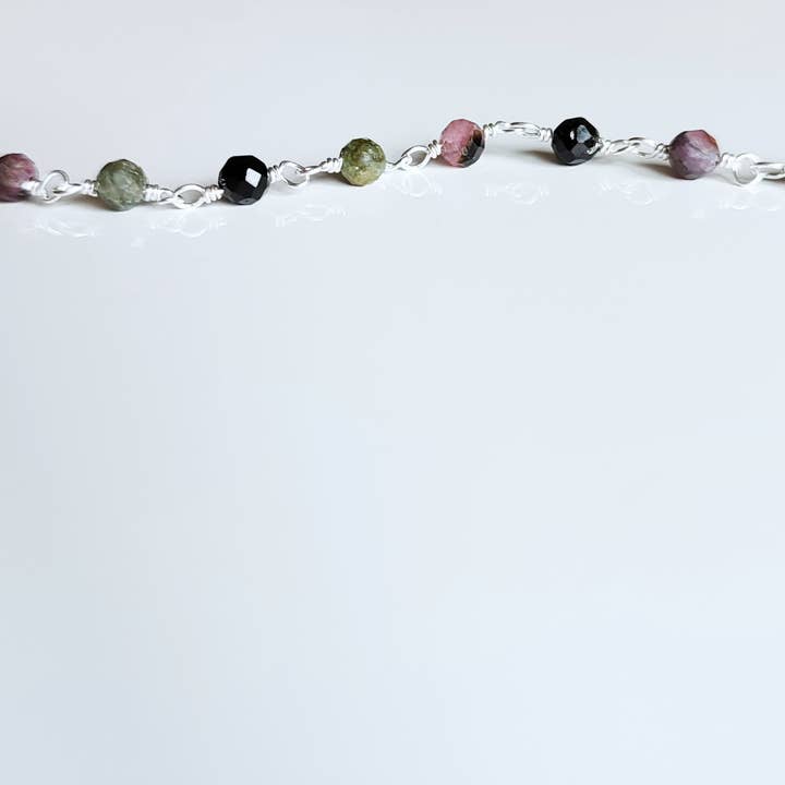 SEQAY - Wholesale Armband met kralen - Multikleurige toermalijnarmband van 925 sterling zilver met kleine stenen1