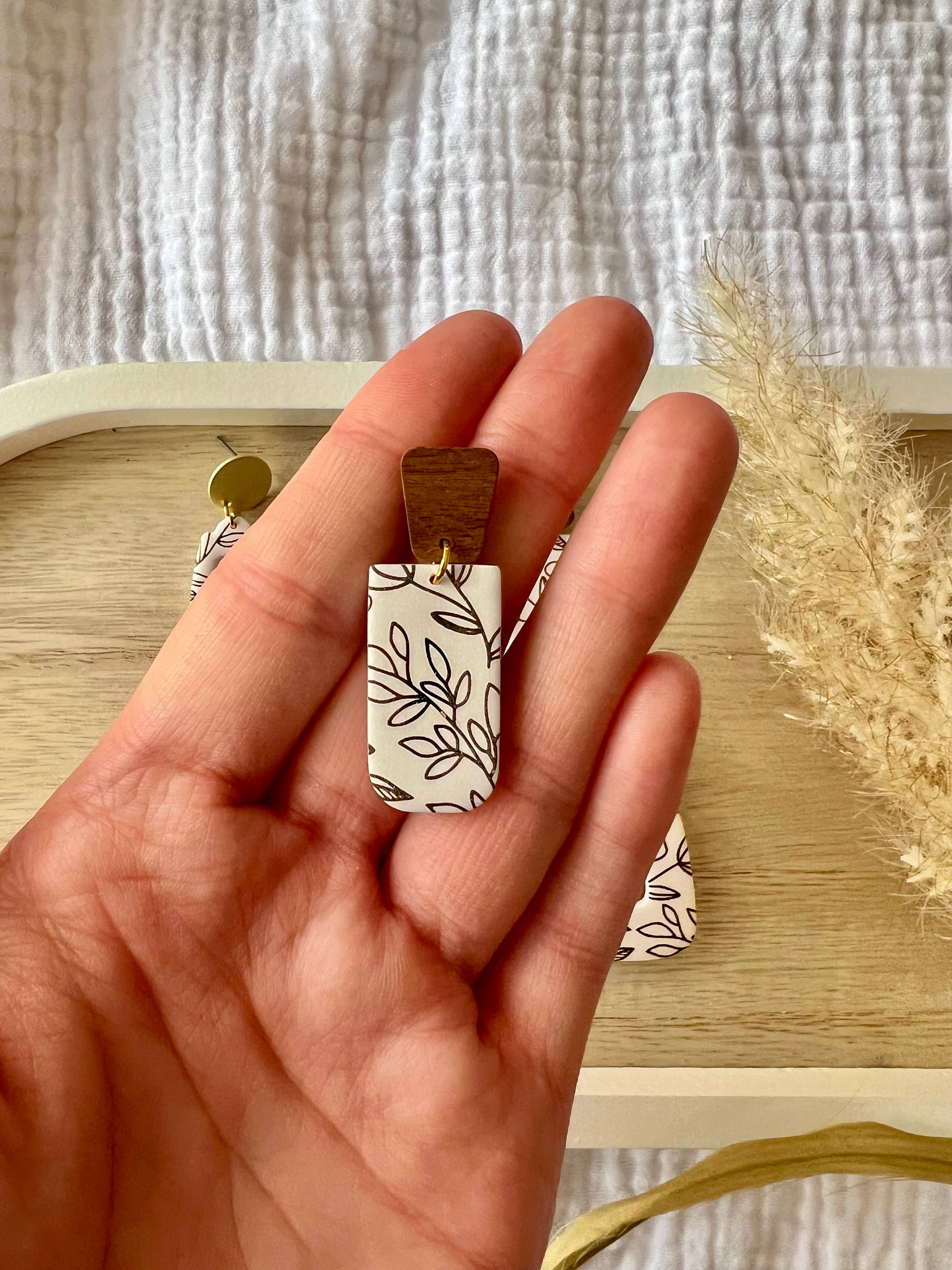 SeizeTheClayJewelry - Wholesale Dangle Earrings - Brown Floral Clay Earrings, Vine Clay Earrings1