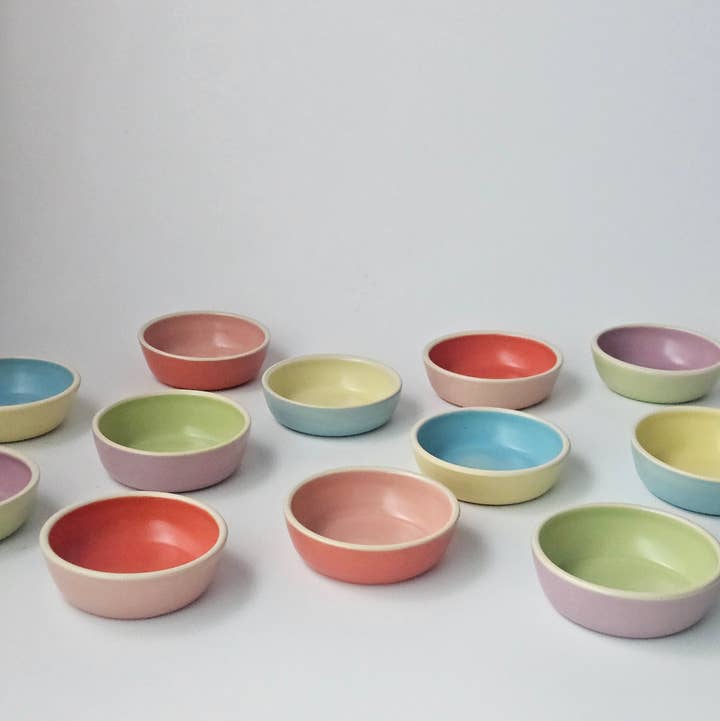 Cuenco pequeño para salsas de cerámica bicolor hecho a mano para venta al por mayor de Bad Dogs Studio