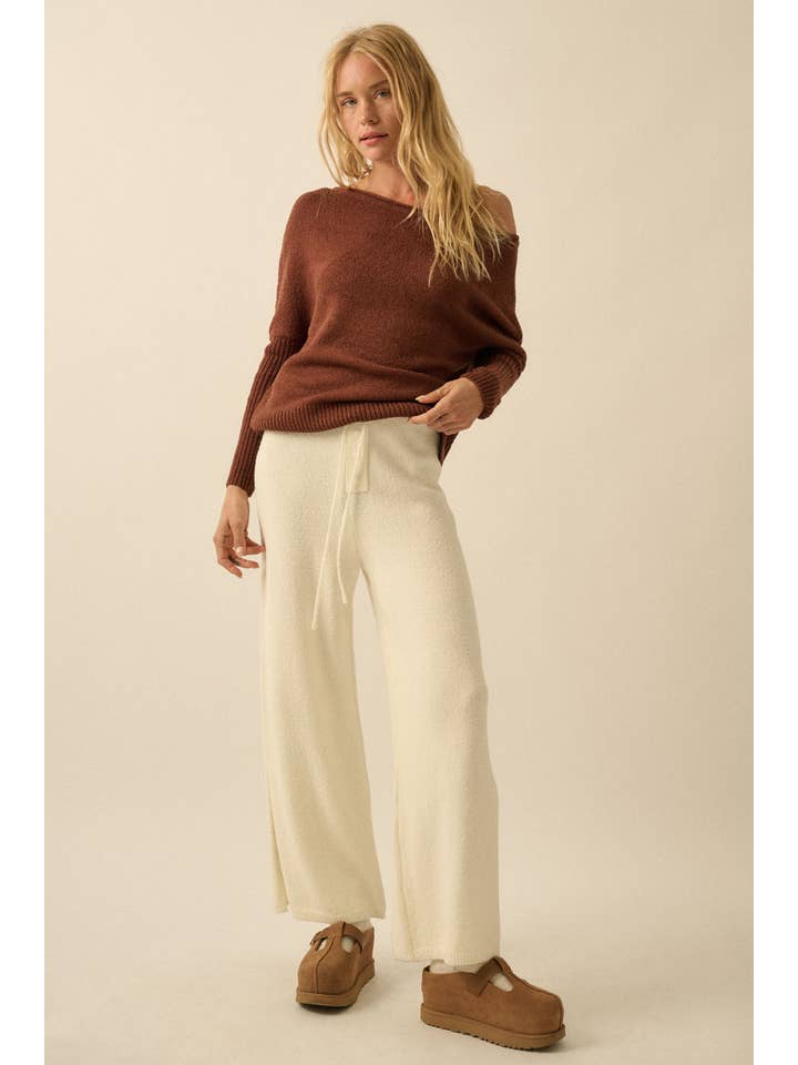 Promesa USA - Wholesale Knit Sweater - Women's - Textured Knit One-Shoulder Boatneck Dolman Sweater9