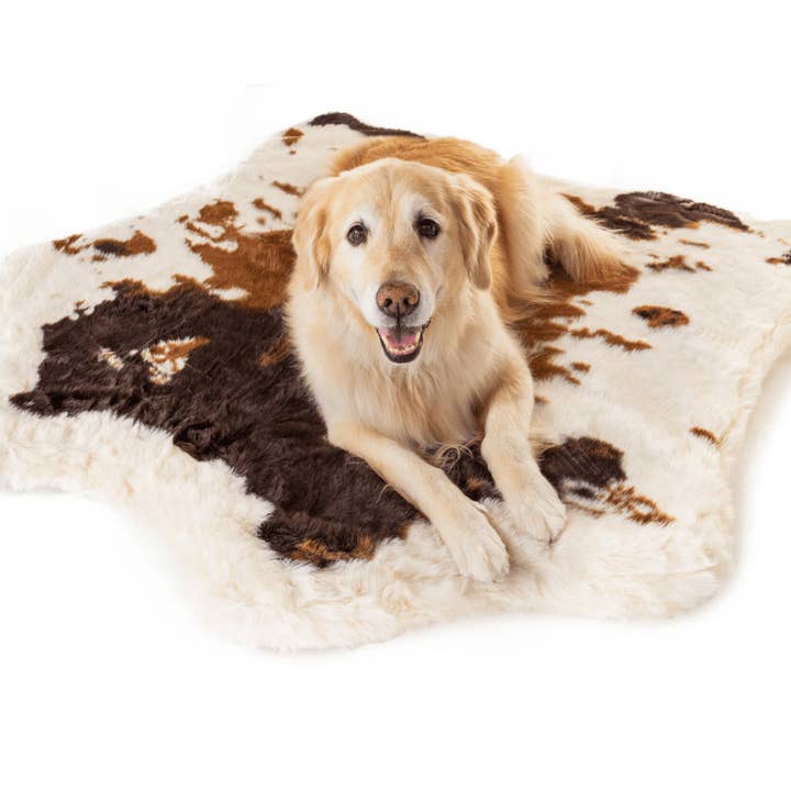 Paw Brands - Wholesale Pet Bed - Dog - PupRugâ„¢ Animal Print Memory Foam Dog Bed - Brown Faux Cowhide