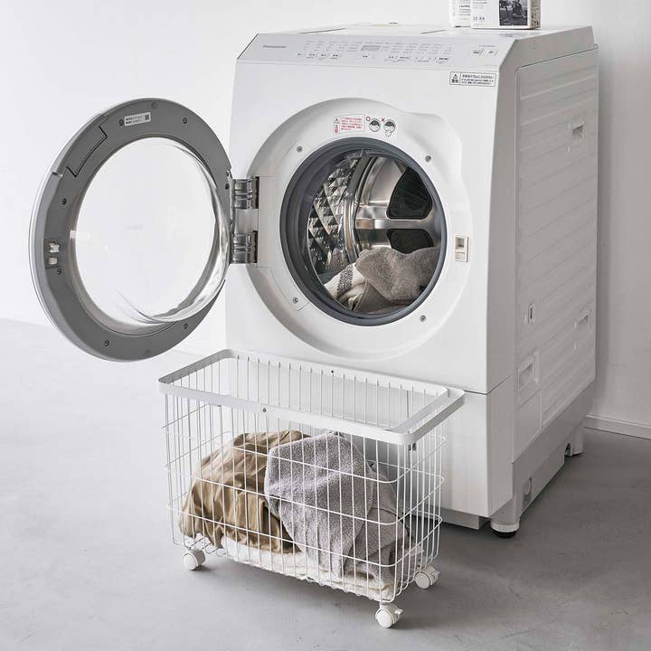 Yamazaki Home - Wholesale Laundry Basket - Rolling Wire Basket (14.8" H) - Steel
