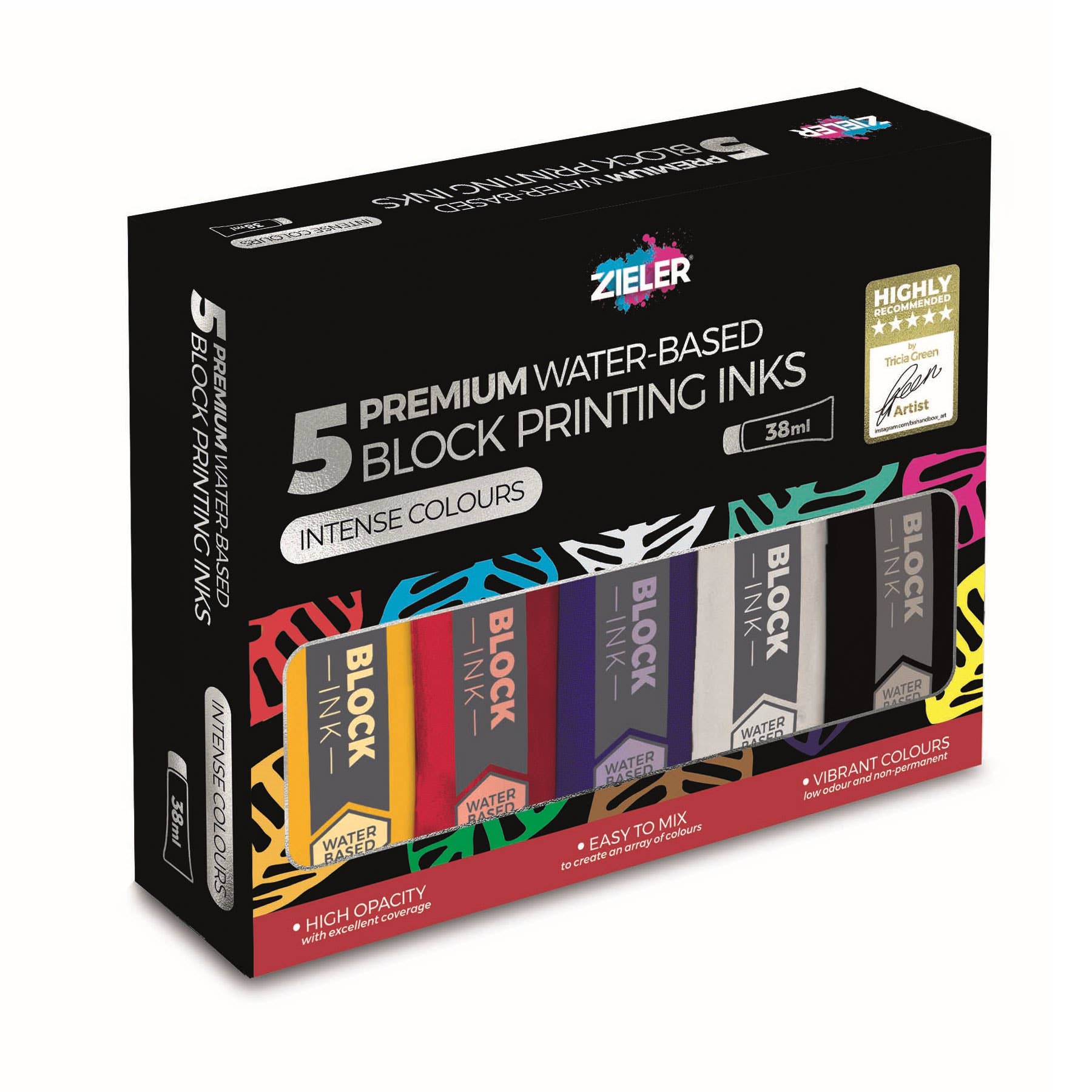 Zieler – wholesale Craft supplies – 5 Block Printing Inks | Water-Based 38ml | 096081220