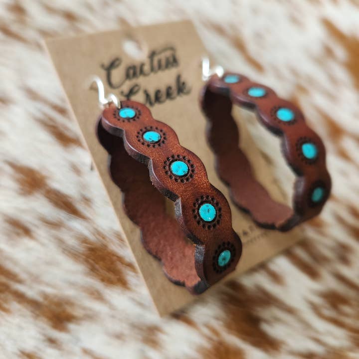 "Sasha" Handmade Leather Earrings for wholesale by Cocklebur & Co.