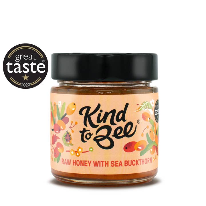 Kind to Bee - Wholesale Honey - Raw Honey with Sea Buckthorn, Cruelty-Free, glass jar