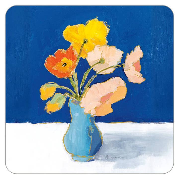 Base de Copos Quadrada com Papoilas e Foil por atacado de On The Bright Side