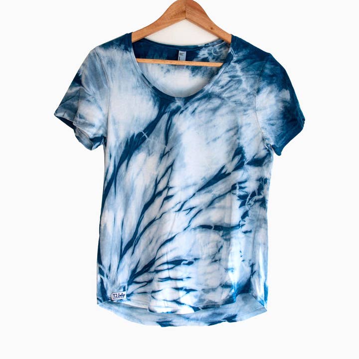 Camiseta Shibori de bambu orgânico em mármore Arashi por atacado de TJ Indigo Clothing Co.