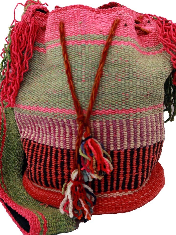 Retro Horizontal Stripes, Fringed, Bucket, Crossbody Bag for wholesale by Serena Vibes