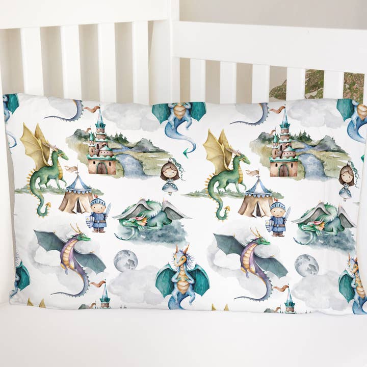 Pillowcase- Dragons & Knights (2 sizes available) for wholesale by Honey Lemonade- Minky Baby Blankets and Gifts