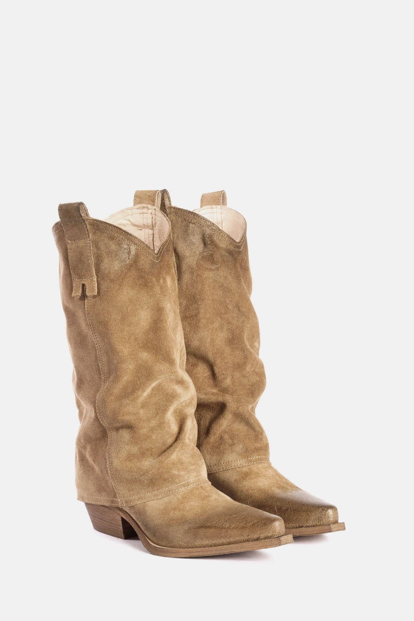 METISSE – Engroshandel Støvler - Dame – Taupe ruskind Texan-støvler DX5671