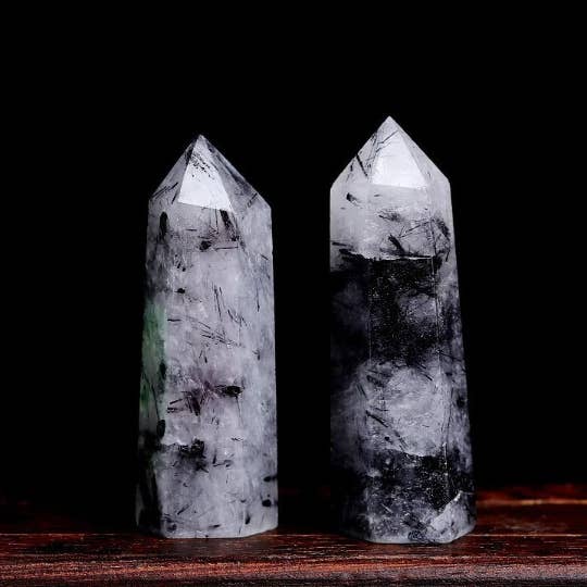 Moon Rituals - Wholesale Spiritual Stone/Crystal - Black Quartz Rutilated Crystal Obelisk Tower Point Generator