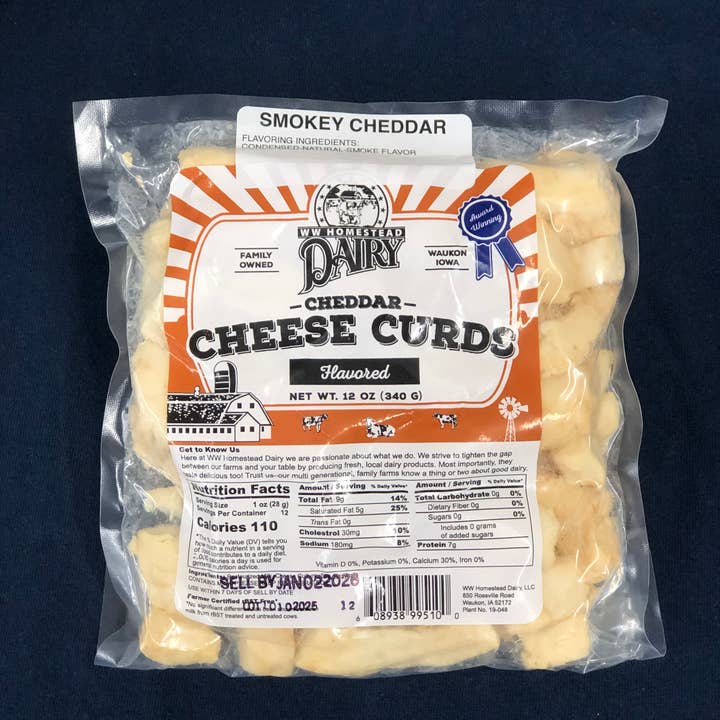 Smokey Cheddar Cheese Curds for wholesale by WW Homestead Dairy
