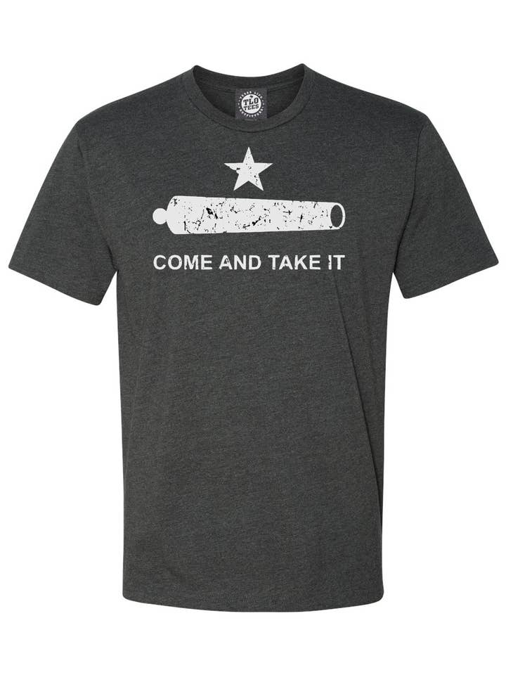 Come and Take It T-shirt. The Battle of Gonzalez during the Texas Revolution in 1835 for wholesale by Texas Life Outfitters