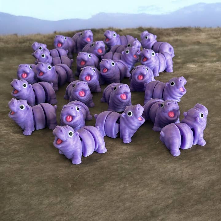 3D in Paradise - Wholesale Fidget Toy - Kids - Mini happy hippo fidget figurine figures 3D printed0