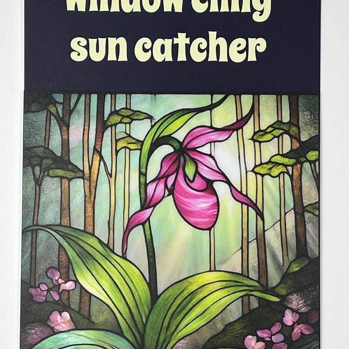 Cosmic Artware - Wholesale Suncatcher - Stained Glass Vinyl Window Cling, Pink Lady Slipper1