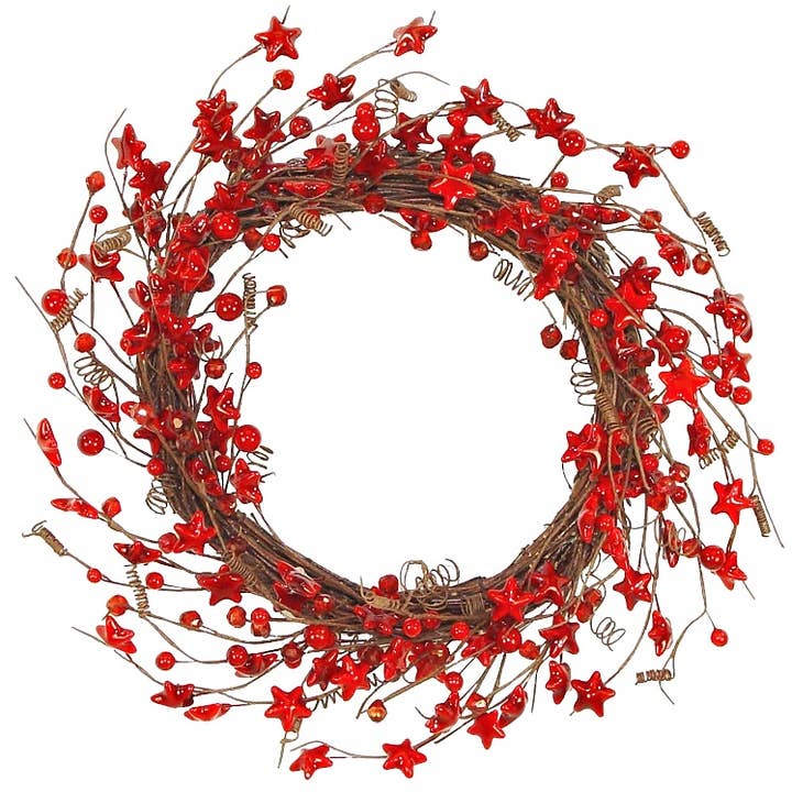 ISB7052- 16in Glossy Stars Wreath 2/12pcs for wholesale by Impressive Enterprises, Inc.