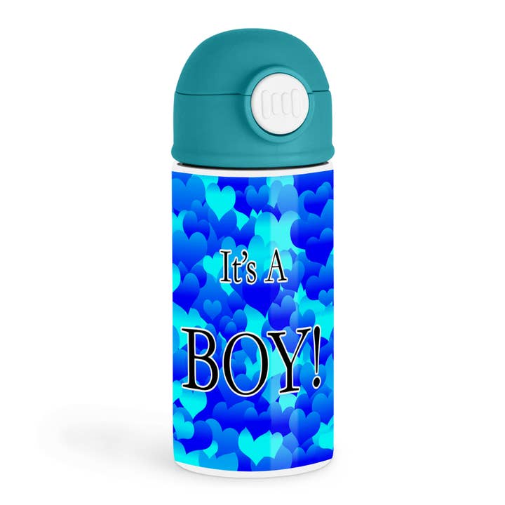 3dRose, É um menino com um doce fundo de coração azul, Garrafa de Água para Crianças por atacado de 3dRose