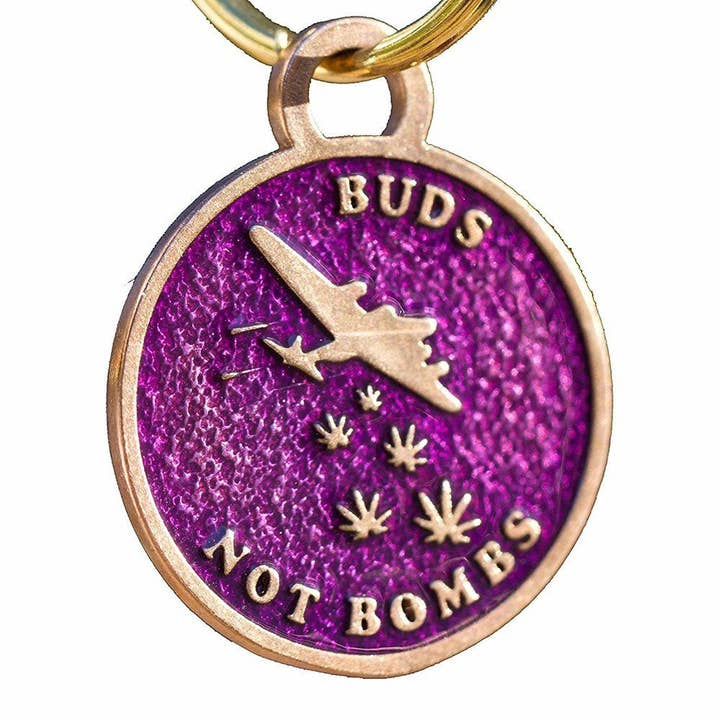 Buds Not Bombs High Flyer Purple Haze Enamel Key Chain for wholesale by From War to Peace