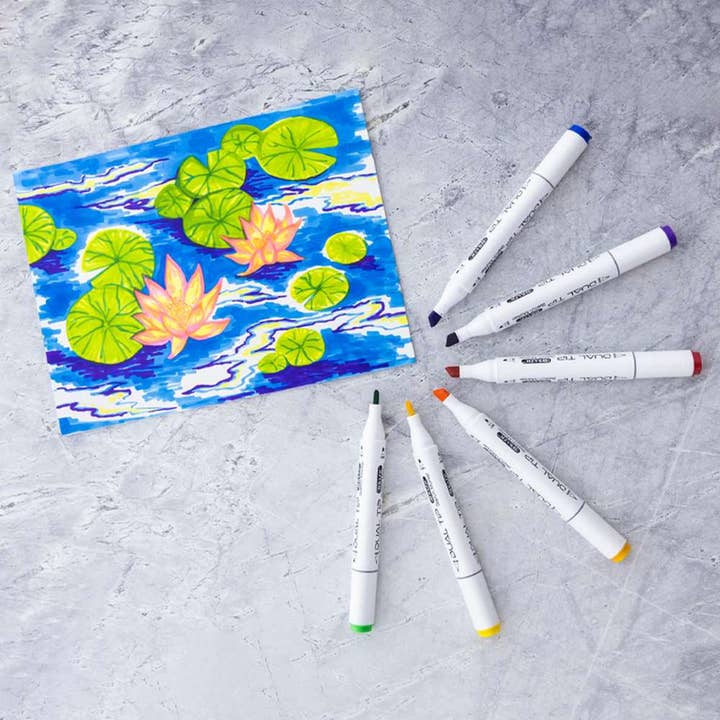 Luna Office Supply - Everyday Essential - Wholesale Marker - Dual Tip Alcohol-Based Markers 6 Primary Colors3
