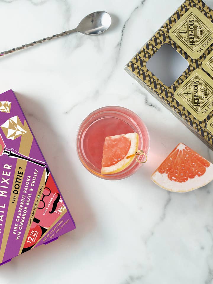 Pink Grapefruit Paloma Cocktail Mixer Cubes - 12-Cube Pack for wholesale by Herb & Lou's