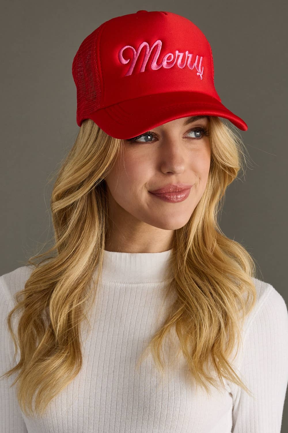 Panache Apparel Co. – wholesale Truckerkeps – Dam – Röd & Rosa Merry Truckerkeps2