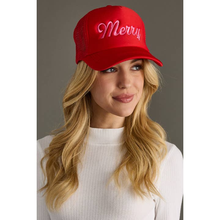 Panache Apparel Co. – wholesale Truckerkeps – Dam – Röd & Rosa Merry Truckerkeps2