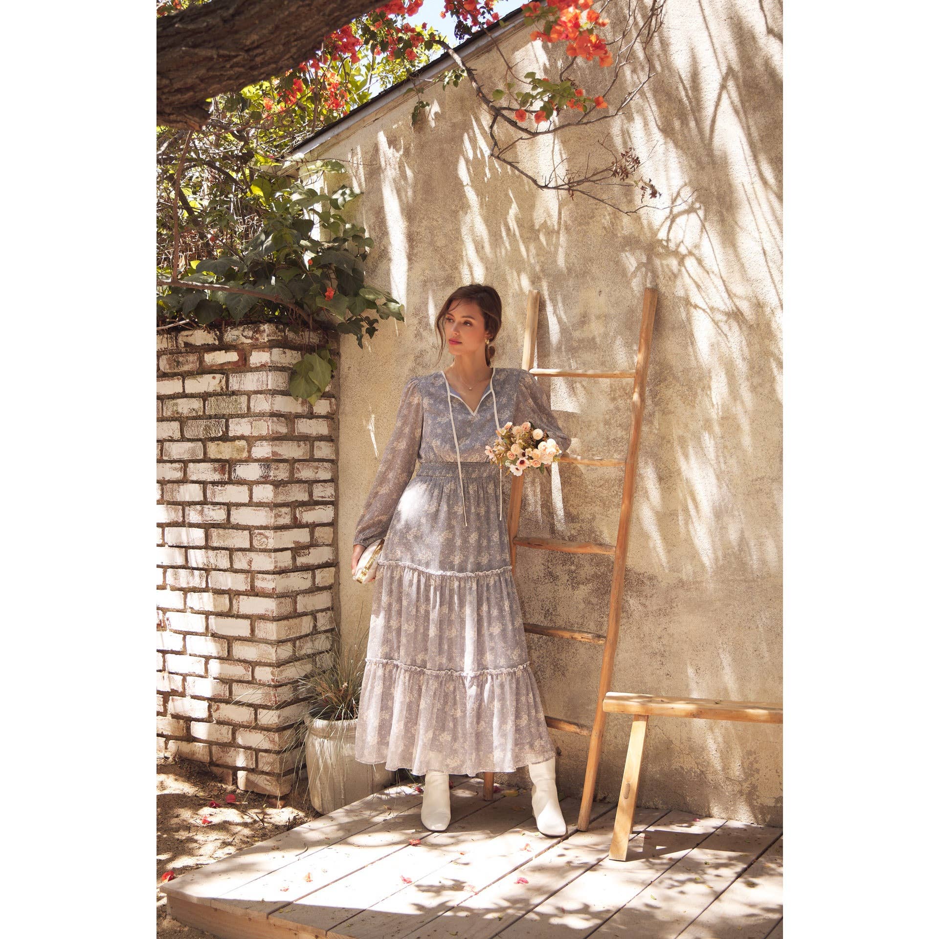 in february - Wholesale Dress - Women's - DELICATE ROMANTIC SHEER FLORAL MAXI DRESS3