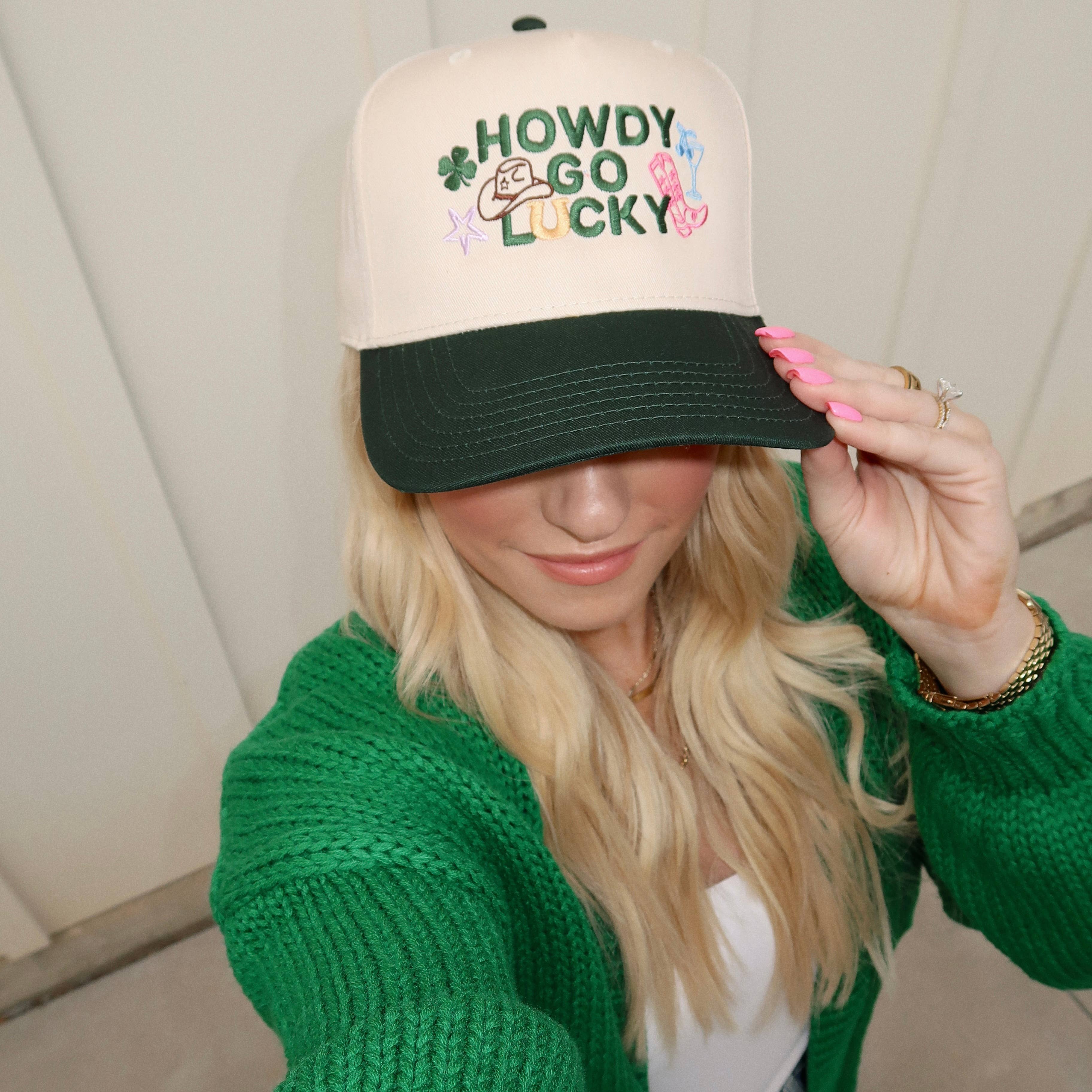 Ruby Moon - Wholesale Trucker Hat - Unisex - Howdy Go Lucky Embroidered Hat - St. Patricks Day Hat4